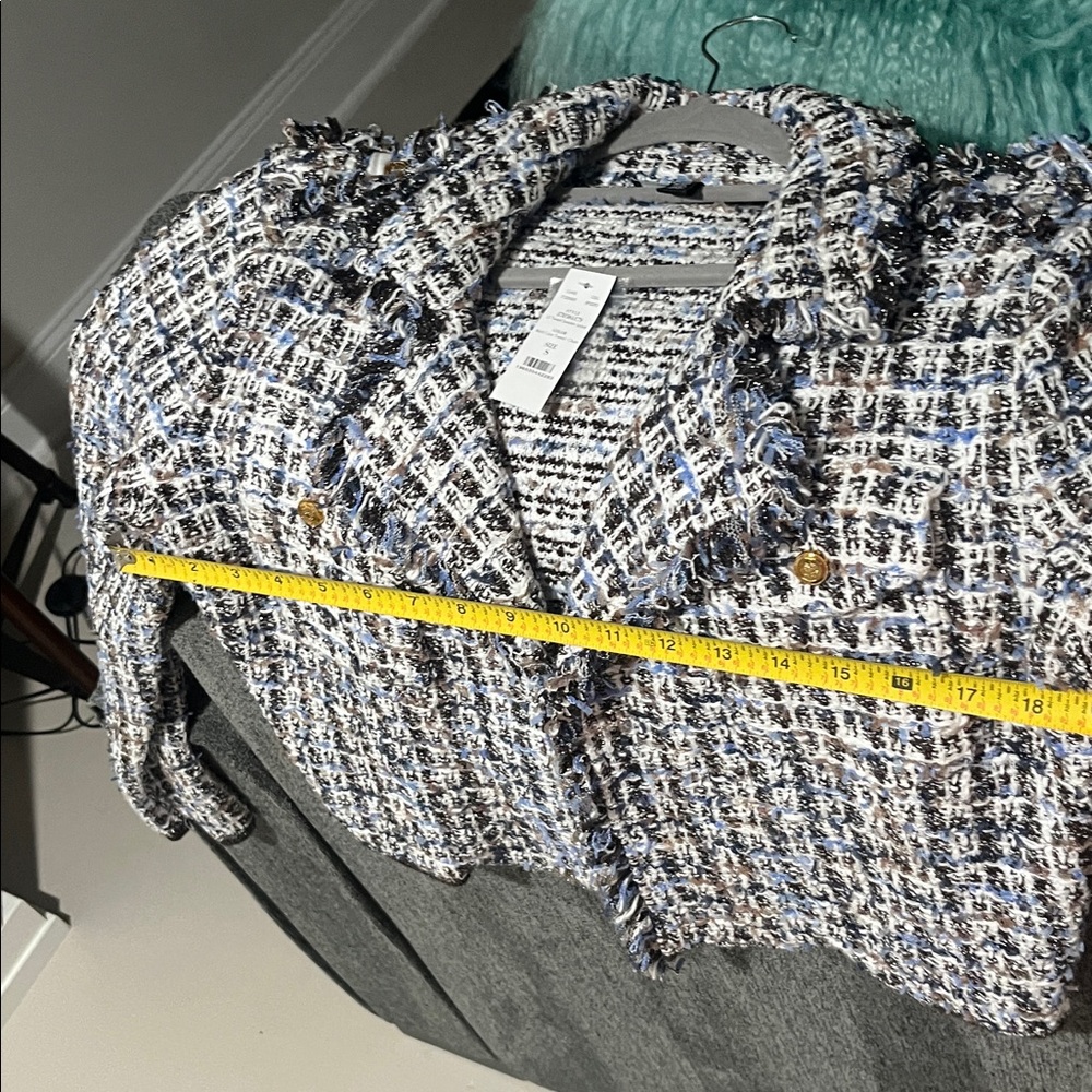 White House Black Market Tweed Blazer - Black, White, and Blue - Picture 6 of 6
